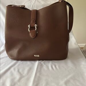 Elegant Brown Leather Look Shoulder Bag